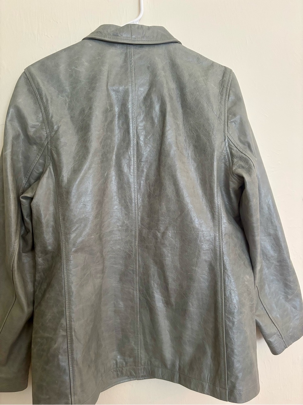 Y2K Banana Republic Women’s Vintage Leather Jacket Sage Green 14 - Picture 4 of 9